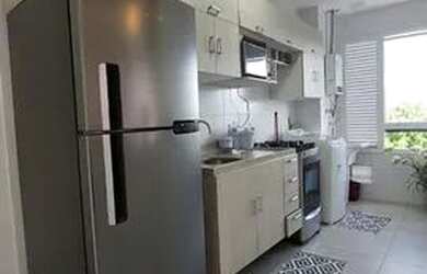 Imagem: O apartamento possui 1 Dormitório, 1 Banheiro, 1 Vaga na garagem