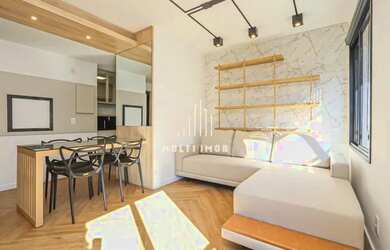 Imagem: O apartamento possui 1 Dormitório, 1 Banheiro, 1 Vaga na garagem