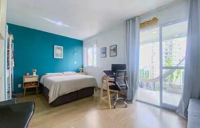 Imagem: O apartamento possui 1 Dormitório, 1 Banheiro, 1 Vaga na garagem