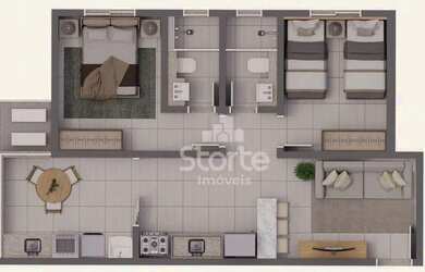 Imagem 10: Apartamentos com 2/4 sendo uma suíte à venda, 50,55m² à 55,11m² sendo...