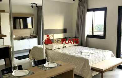 Imagem: O studio possui 1 Dormitório, 1 Banheiro, 34m² de Área e