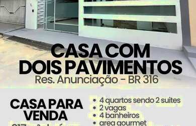 Imagem: A casa possui 4 Dormitórios, 3 Banheiros, 2 Vagas na garagem