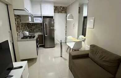 Imagem: O apartamento possui 1 Dormitório, 1 Banheiro, 1 Vaga na garagem