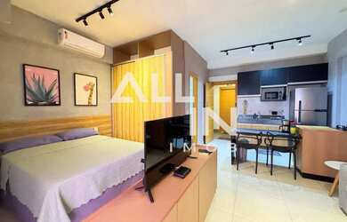 Imagem: O apartamento possui 1 Dormitório, 1 Banheiro, 1 Vaga na garagem