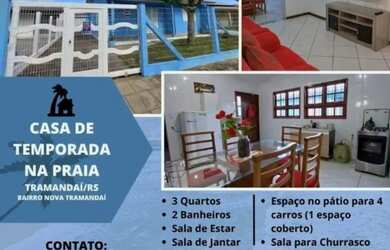 Imagem 2: Casa Tramandai temporada. Acomodam 8 pessoas, 4 Vagas na garageme3 Dormitórios