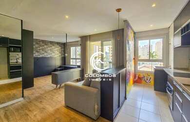 Imagem: O apartamento possui 1 Dormitório, 1 Banheiro, 1 Vaga na garagem