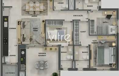 Imagem: O apartamento possui 3 Dormitórios, 4 Banheiros, 2 Vagas na