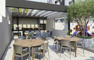 Imagem: O apartamento possui 2 Dormitórios, 1 Banheiro, 1 Vaga na garagem