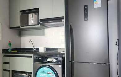 Imagem: O apartamento possui 1 Dormitório, 1 Banheiro, 1 Vaga na garagem