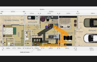 Imagem: A casa possui 2 Dormitórios, 2 Banheiros, 2 Vagas na garagem