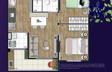 Imagem: O apartamento possui 2 Dormitórios, 1 Banheiro, 1 Vaga na garagem