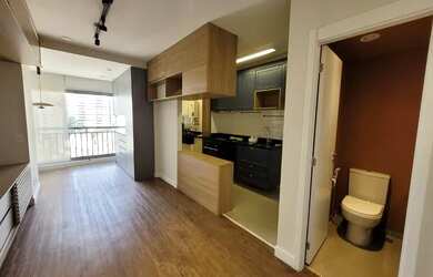 Imagem: O apartamento possui 1 Dormitório, 2 Banheiros, 1 Vaga na garagem