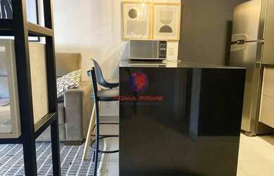 Imagem: O apartamento possui 1 Dormitório, 1 Banheiro, 1 Vaga na garagem