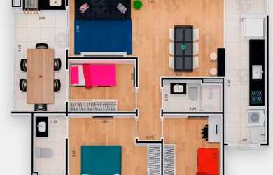 Imagem: O apartamento possui 3 Dormitórios, 2 Banheiros, 2 Vagas na