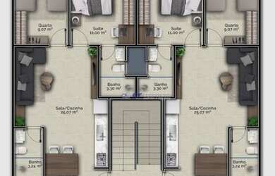 Imagem: O apartamento possui 2 Dormitórios, 1 Banheiro, 1 Vaga na garagem