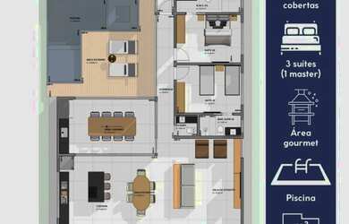 Imagem 3: Casa Alto Padrão. Piscina, 525m² de Área, 2 Vagas na garageme3 Dormitórios