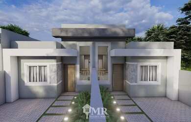 Imagem: A casa possui 3 Dormitórios, 1 Banheiro, 2 Vagas na garagem