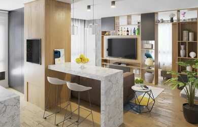 Imagem: O apartamento possui 1 Dormitório, 1 Banheiro, 1 Vaga na garagem