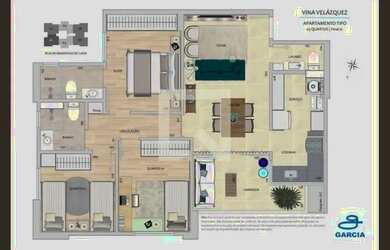 Imagem: O apartamento possui 3 Dormitórios, 2 Banheiros, 2 Vagas na