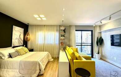 Imagem: O apartamento possui 1 Dormitório, 1 Banheiro, 1 Vaga na garagem