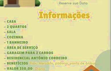 Imagem: A casa possui 2 Dormitórios, 1 Banheiro, 1 Vaga na garagem
