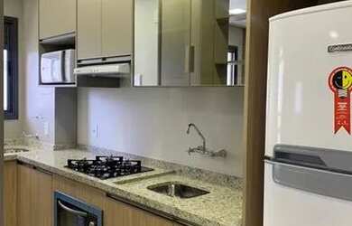 Imagem: O apartamento possui 1 Dormitório, 2 Banheiros, 1 Vaga na garagem