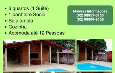 Imagem: A casa possui 3 Dormitórios, Acomodam 12 pessoas, 4 Vagas na