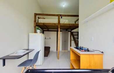 Imagem: O studio possui 1 Dormitório, 1 Banheiro, 23m² de Área e