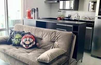 Imagem: O apartamento possui 1 Dormitório, 2 Banheiros, 1 Vaga na garagem