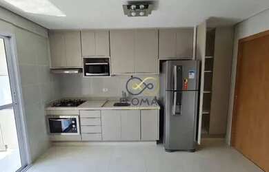 Imagem: O apartamento possui 1 Dormitório, 1 Banheiro, 1 Vaga na garagem