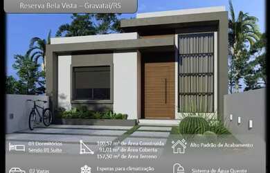 Imagem: A casa possui 3 Dormitórios, 2 Banheiros, 2 Vagas na garagem