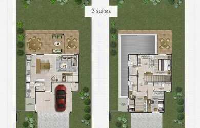 Imagem: A casa em condomínio possui 3 Dormitórios, 4 Banheiros, 4