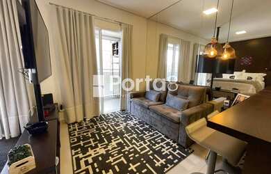 Imagem: O apartamento possui 1 Dormitório, 1 Banheiro, 1 Vaga na garagem