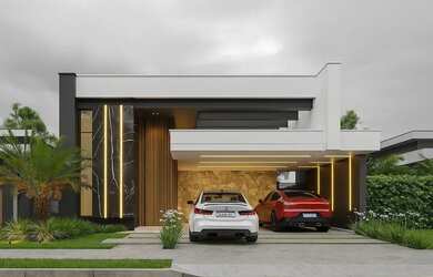 Imagem: A casa em condomínio possui 4 Dormitórios, 5 Banheiros, 2