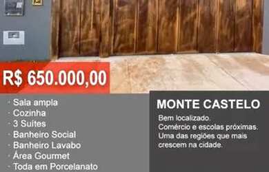 Imagem: A casa possui 3 Dormitórios, 3 Banheiros, 2 Vagas na garagem