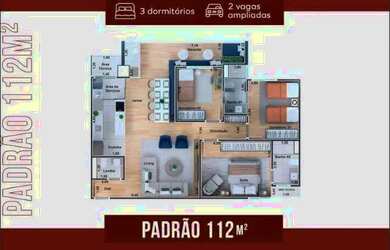 Imagem: O apartamento possui 3 Dormitórios, 3 Banheiros, 2 Vagas na