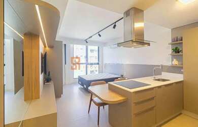 Imagem: O apartamento possui 1 Dormitório, 1 Banheiro, 1 Vaga na garagem