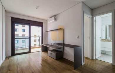 Imagem: O apartamento possui 1 Dormitório, 1 Banheiro, 1 Vaga na garagem