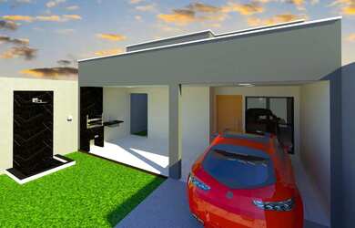 Imagem: A casa possui 3 Dormitórios, 2 Banheiros, 2 Vagas na garagem