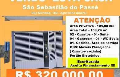 Imagem: A casa possui 3 Dormitórios, 2 Banheiros, 1 Vaga na garagem