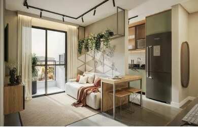 Imagem: O apartamento possui 1 Dormitório, 1 Banheiro, 1 Vaga na garagem