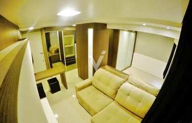 Imagem: O apartamento possui 1 Dormitório, 1 Banheiro, 1 Vaga na garagem