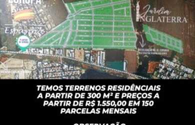 Imagem: O terreno possui 300m² de Área e está localizado em Zona