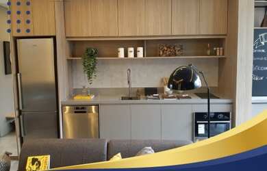 Imagem: O apartamento possui 1 Dormitório, 1 Banheiro, 1 Vaga na garagem