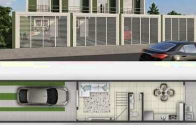 Imagem: A casa possui 2 Dormitórios, 1 Banheiro, 2 Vagas na garagem