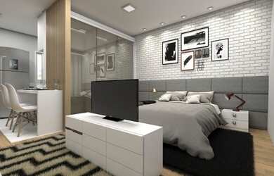 Imagem: O apartamento possui 1 Dormitório, 1 Banheiro, 46m² de Área