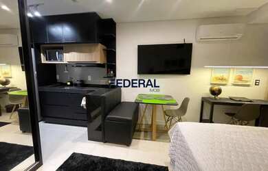 Imagem: O studio possui 1 Dormitório, 1 Banheiro, 1 Vaga na garagem