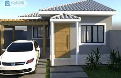 Imagem: A casa possui 3 Dormitórios, 1 Banheiro, 2 Vagas na garagem