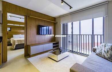 Imagem: O studio possui 1 Dormitório, 2 Banheiros, 48m² de Área