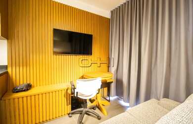 Imagem: O apartamento possui 1 Dormitório, 1 Banheiro, 1 Vaga na garagem